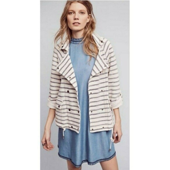 Anthropologie Jackets & Blazers - Anthropologie Dolan Left Coast nautical striped knit sweater jacket size Large